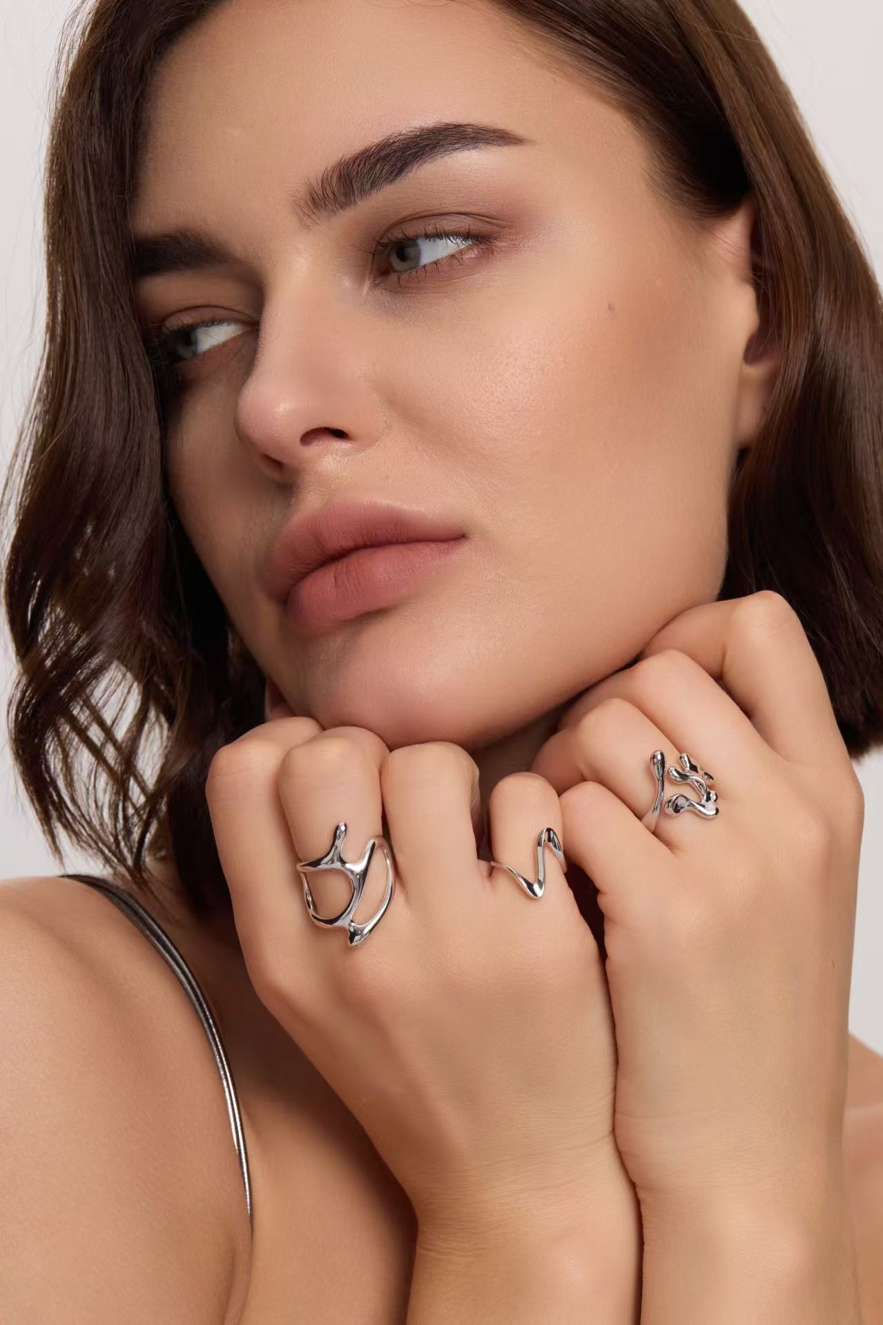 Splashing Water Ring Set (Silver) - Samarina Jewelry